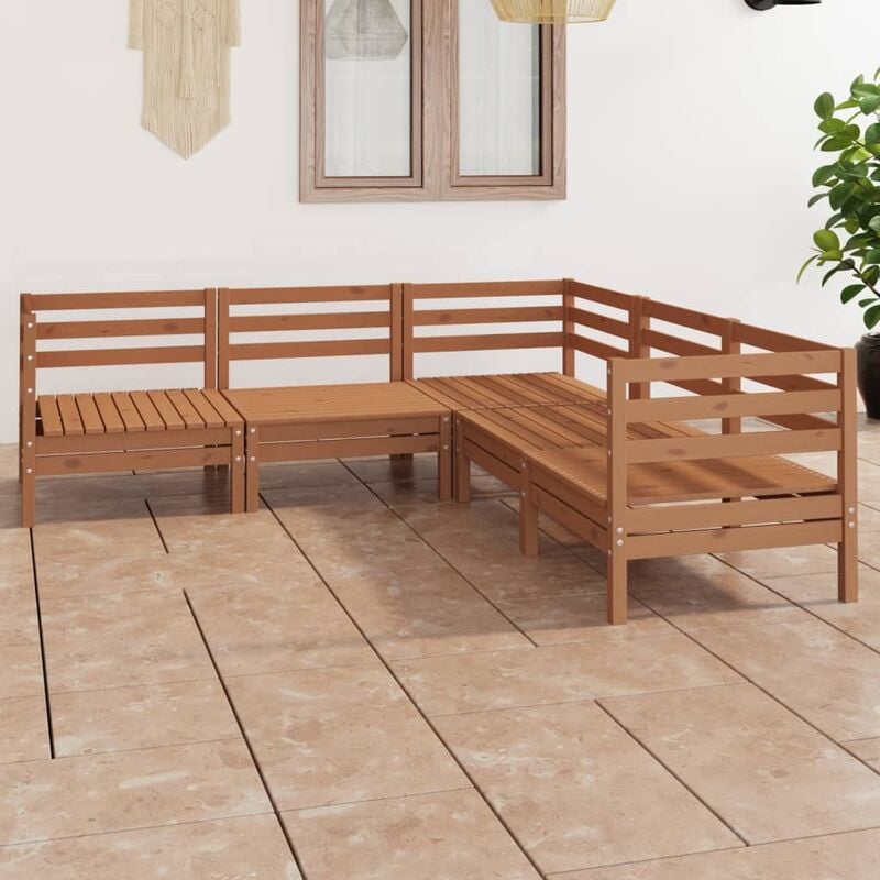 

Juego muebles de jardín 5 pzas madera maciza pino marrón miel