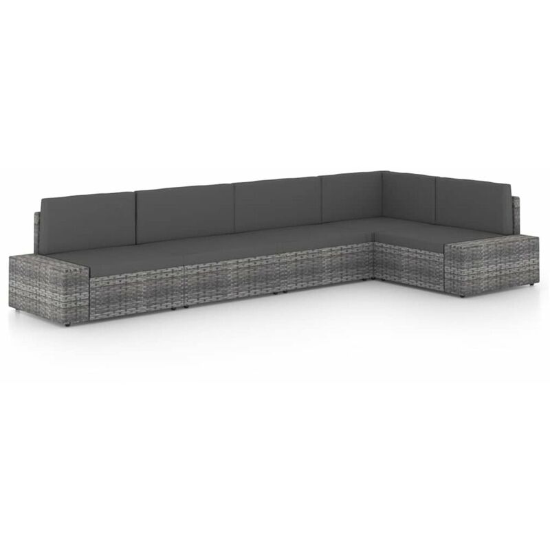 

Juego muebles de jardin 5 pzas y cojines ratan sintetico gris