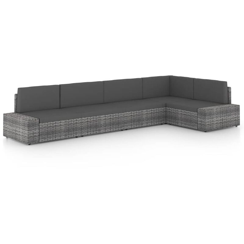

Juego muebles de jardín 5 pzas y cojines ratán sintético gris