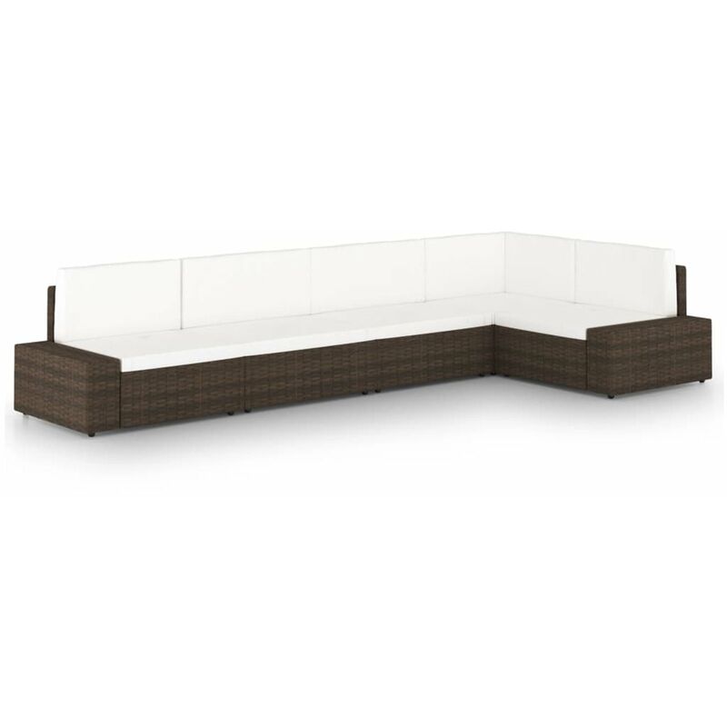 

Happyshopping - Juego muebles de jardin 5 pzas y cojines ratan sintetico marron
