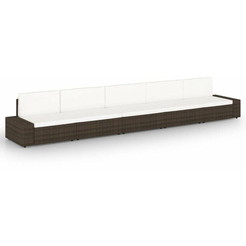 

Juego muebles de jardin 5 pzas y cojines ratan sintetico marron