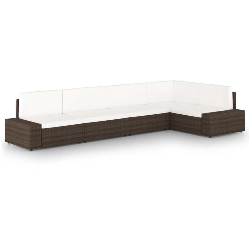 

Juego muebles de jardín 5 pzas y cojines ratán sintético marrón