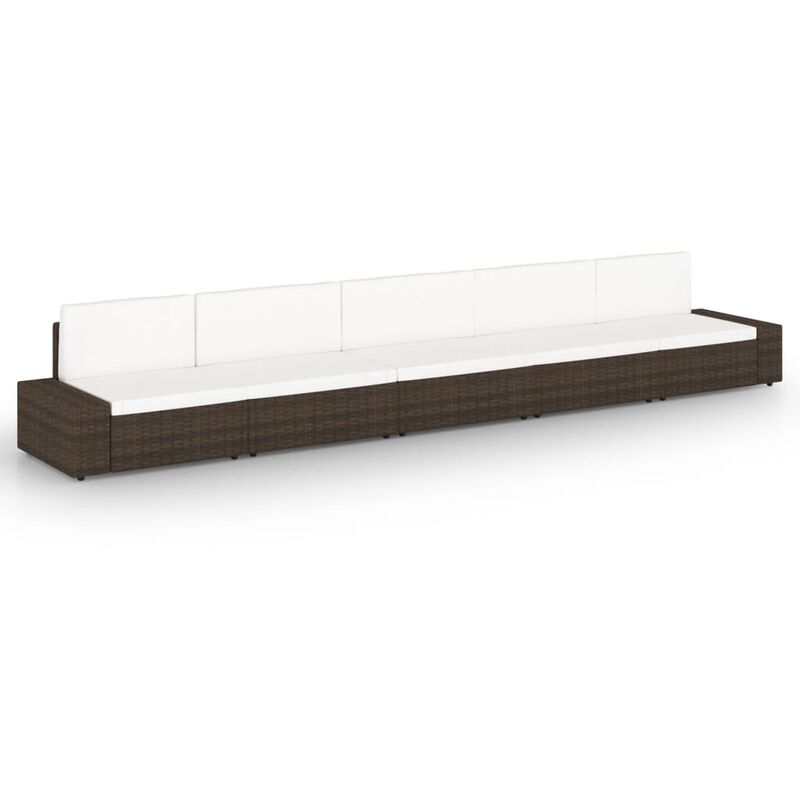 

Juego muebles de jardín 5 pzas y cojines ratán sintético marrón