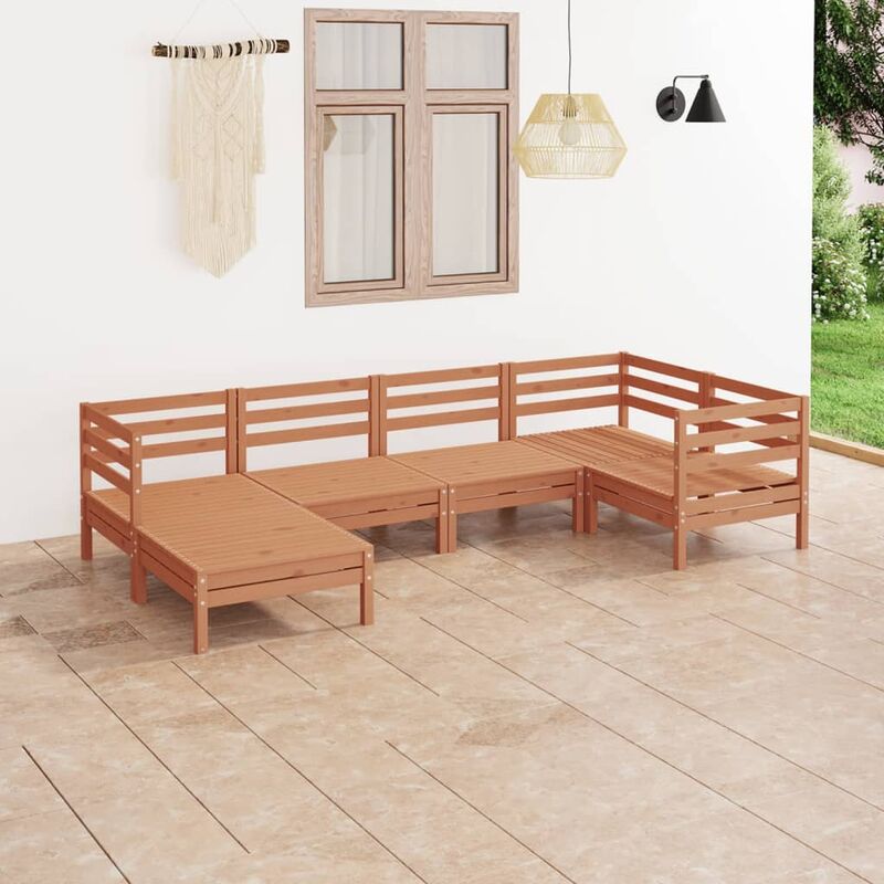 

Juego muebles de jardín 6 pzas madera maciza pino marrón miel