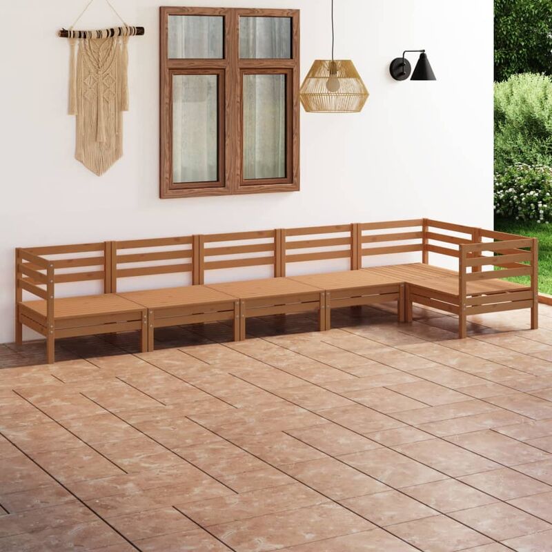 

Juego muebles de jardín 6 pzas madera pino maciza marrón miel