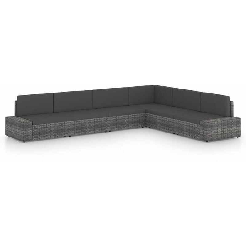 

Juego muebles de jardin 6 pzas y cojines ratan sintetico gris