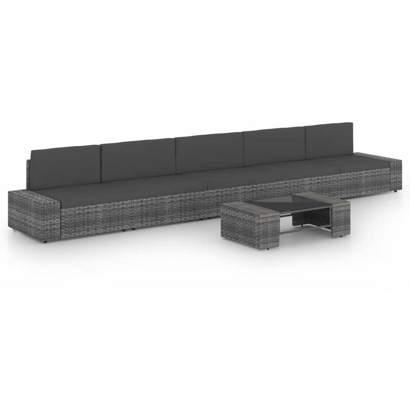 

Juego muebles de jardin 6 pzas y cojines ratan sintetico gris