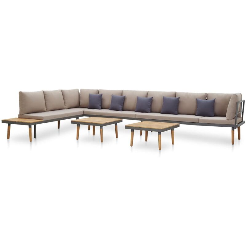 

Juego muebles de jardín 7 piezas y cojines madera acacia maciza