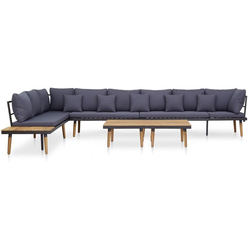 

Juego muebles de jardín 7 piezas y cojines madera acacia maciza