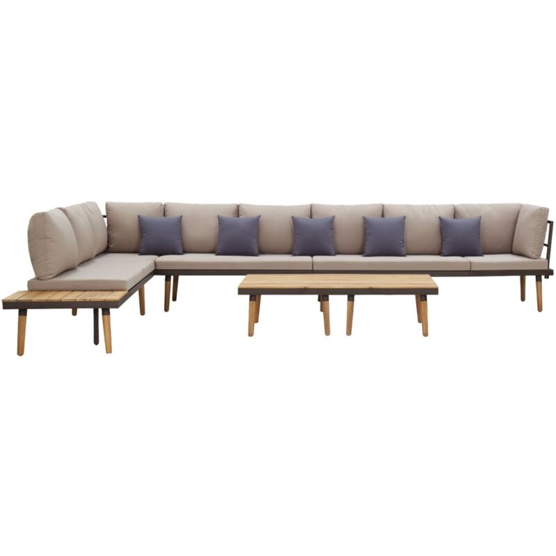 

Madera Maciza Acacia Juego Muebles de Jardín y Cojines 7 Piezas Marrón y Gris - Marrón - Vidaxl
