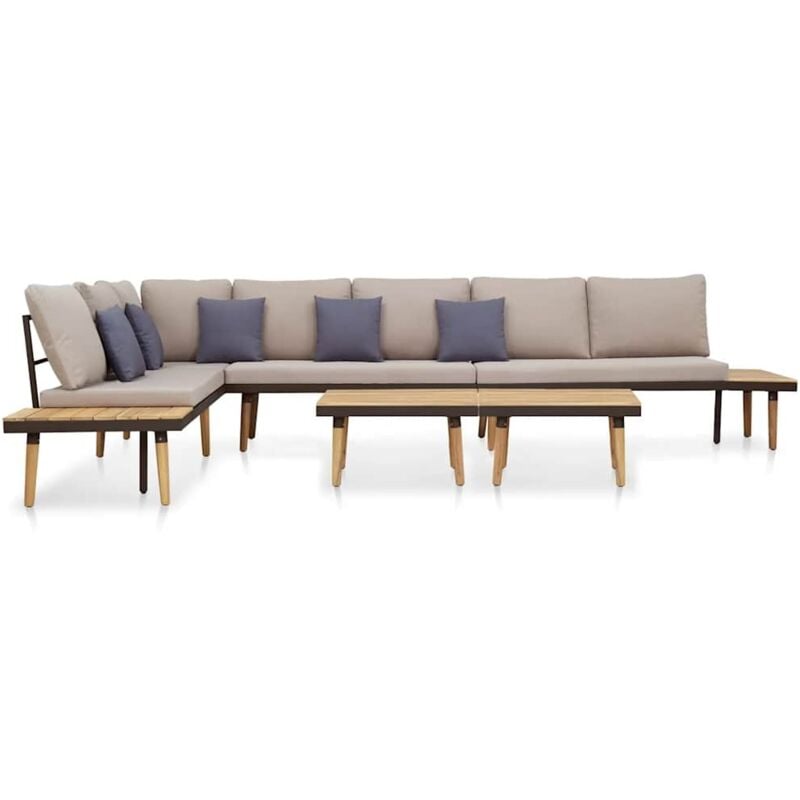 

Madera Maciza Acacia Juego Muebles de Jardín y Cojines 5 Piezas Marrón y Gris - Marrón - Vidaxl