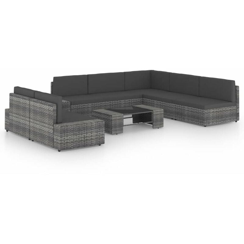 

Juego muebles de jardin 8 pzas y cojines ratan sintetico gris