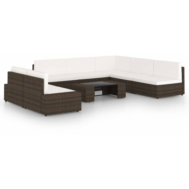

Juego muebles de jardin 8 pzas y cojines ratan sintetico marron