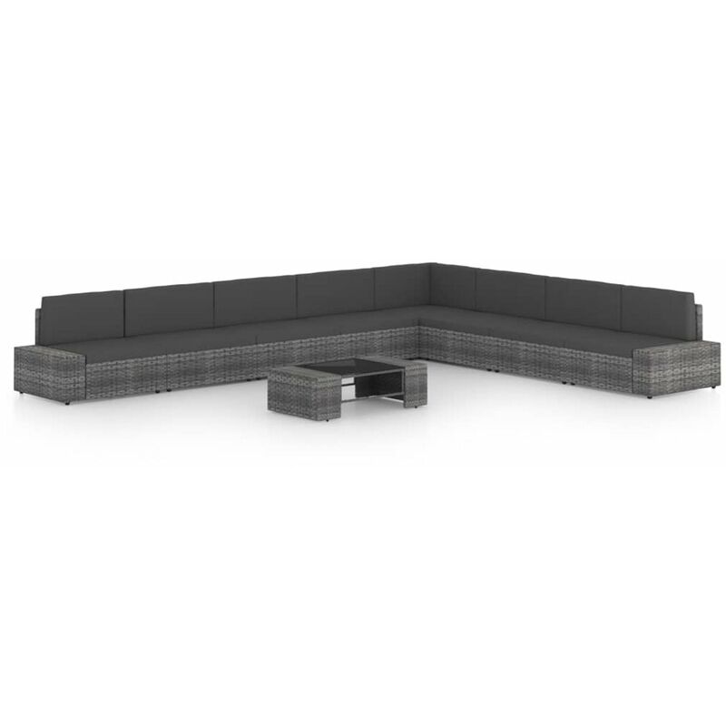 

Juego muebles de jardin 9 pzas y cojines ratan sintetico gris