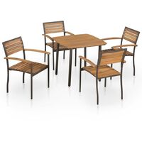 Juego muebles de jardín madera maciza de acacia y acero 5 pzas