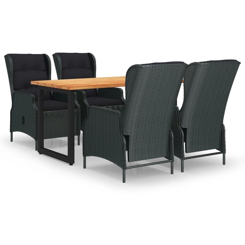 

Juego muebles jardín 5 pzas cojines ratán sintético gris oscuro