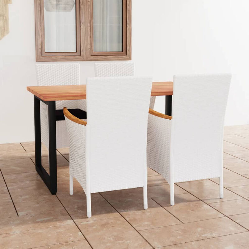 

Juego muebles jardin 5 pzas con cojines ratan sintetico blanco