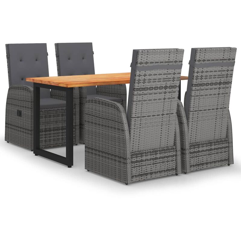 

Juego muebles jardín 5 pzas con cojines ratán sintético gris