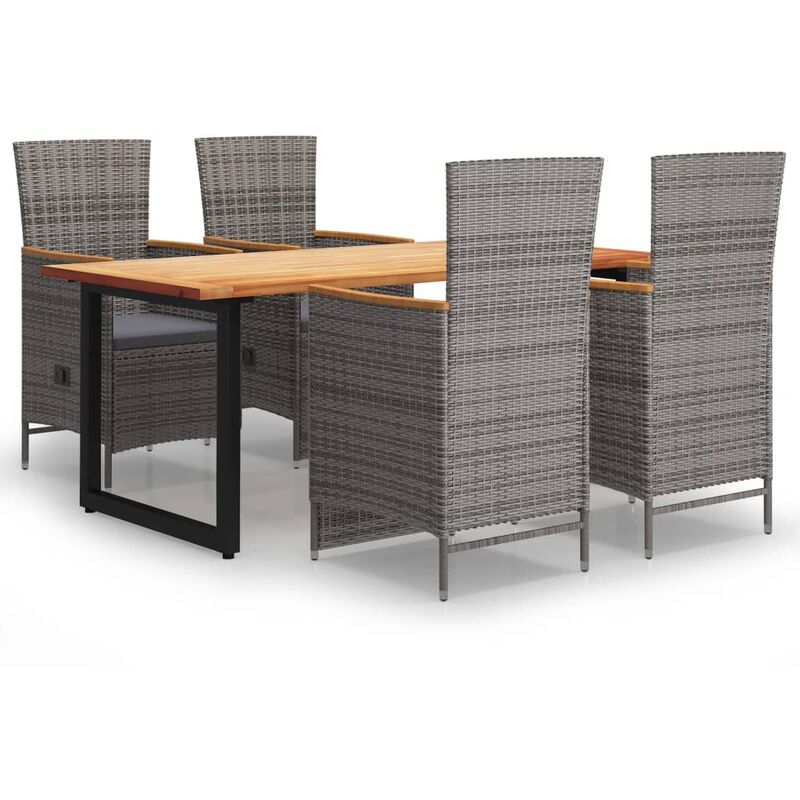 

Juego muebles jardín 5 pzas con cojines ratán sintético gris