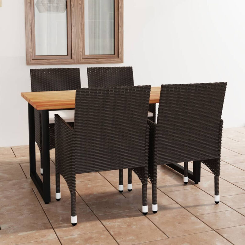 

Juego muebles jardin 5 pzas con cojines ratan sintetico marron