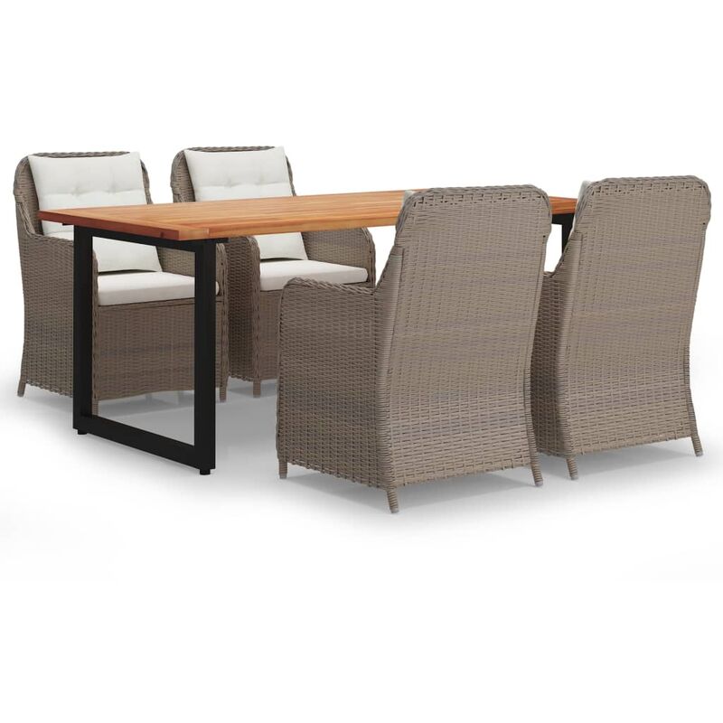

Juego muebles jardín 5 pzas con cojines ratán sintético marrón