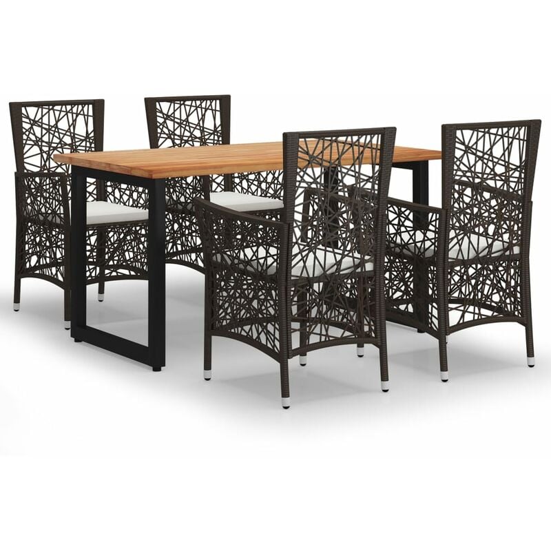 

Juego muebles jardín 5 pzas con cojines ratán sintético marrón