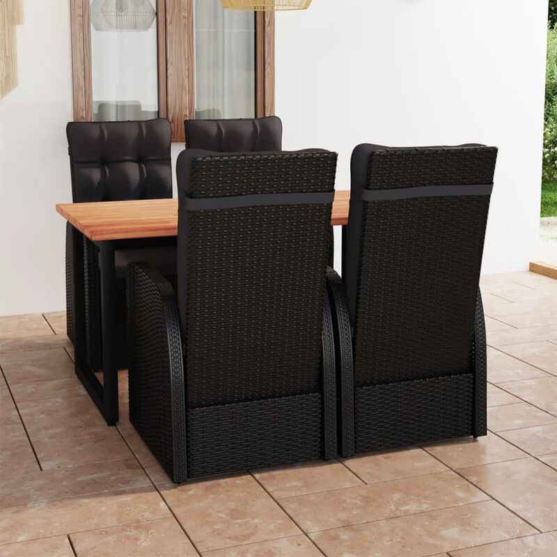 

Juego muebles jardin 5 pzas con cojines ratan sintetico negro