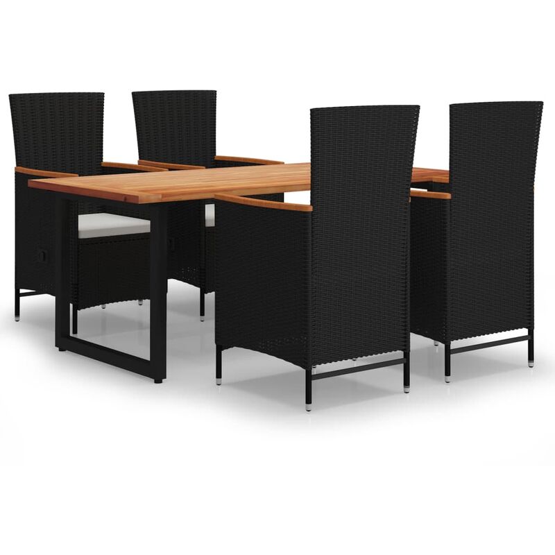 

Juego muebles jardín 5 pzas con cojines ratán sintético negro