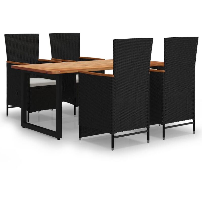 

Juego muebles jardín 5 pzas con cojines ratán sintético negro