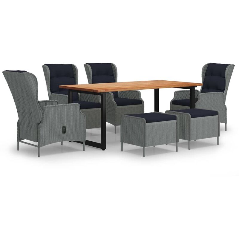 

Juego muebles jardín 7 pzas cojines ratán sintético gris claro