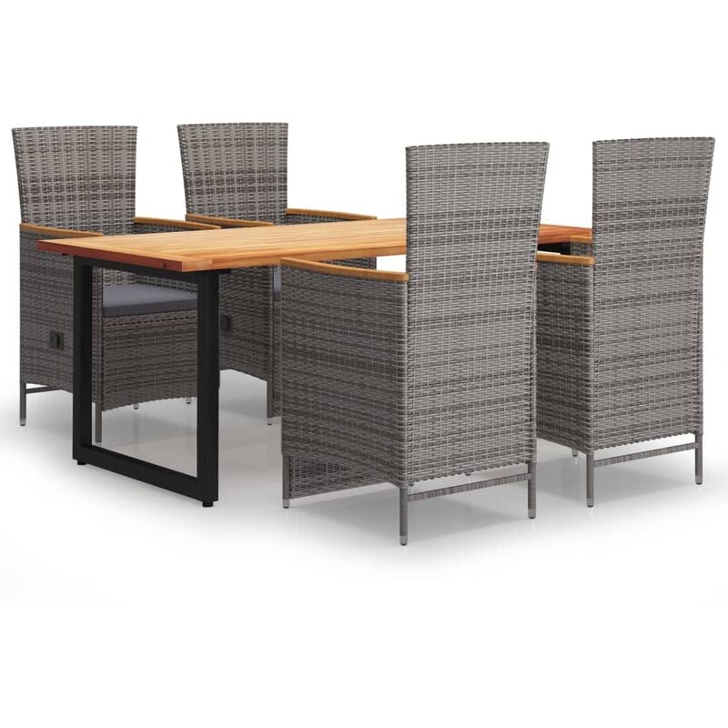 

Juego muebles jardín 5 pzas con cojines ratán sintético gris - Gris