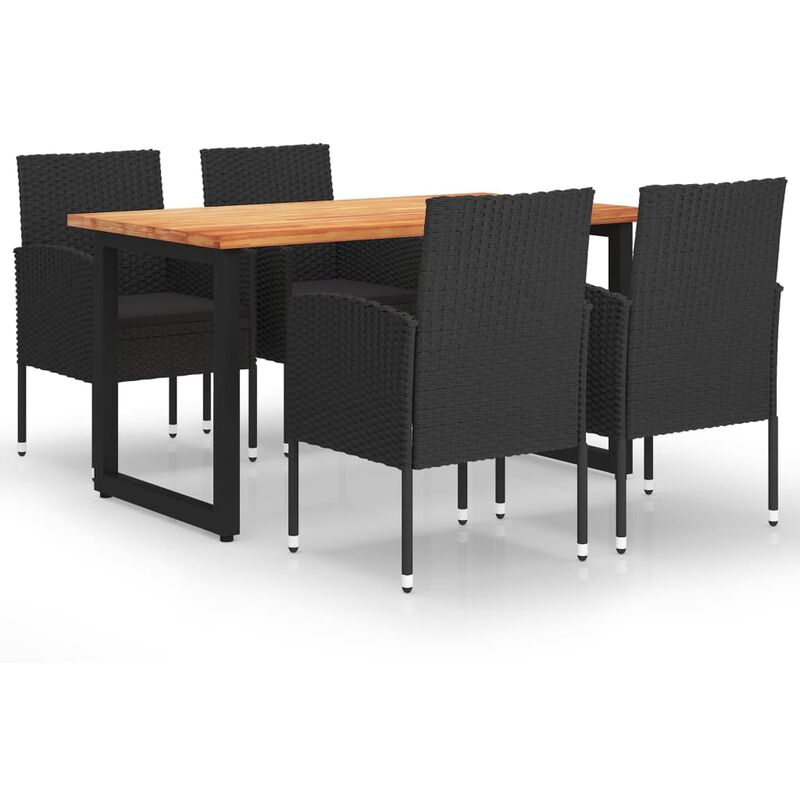 

Juego muebles jardín 5 pzas con cojines ratán sintético negro - Negro