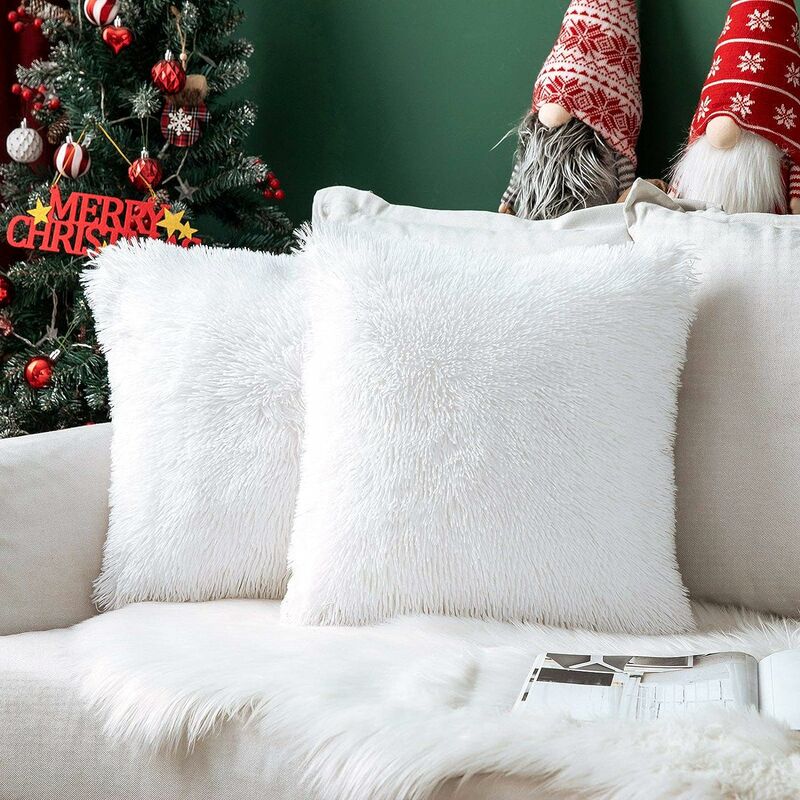 

Juego navideño de 2 fundas de cojín para sofá de piel, sofá decorativo, dormitorio, cama, funda de almohada decorativa de felpa súper suave, 45 * 45