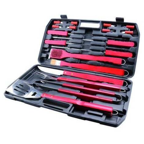 Juego para barbacoa Sandrigarden 18 piezas con mango de madera y acero inoxidable, estuche