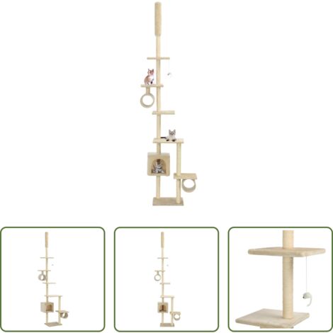 Juego para gatos -  Rascador para gatos con postes de sisal beige 260 cm