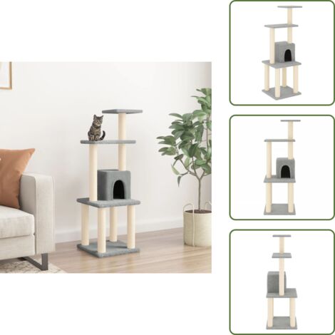 Juego para gatos - vidaXL Rascador para gatos con postes de sisal gris claro 105 cm - Superficie para rasguños