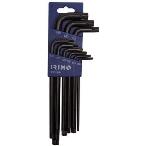 IRIMO JUEGO PETACA 9 LLAVES ACODADAS PAVONADAS TORX T10-T50 -IRIM - BAHCO