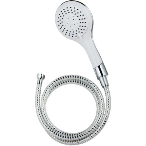 Juego pomo de ducha cromado-blanco