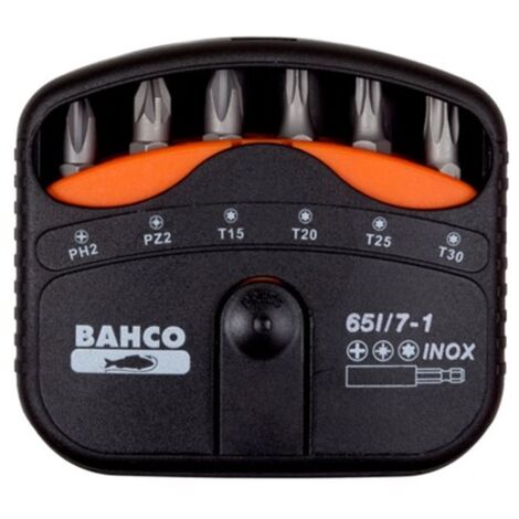 JUEGO PUNTAS INOX TORSION 1/4 7 PZAS + ADAPT - BAHCO