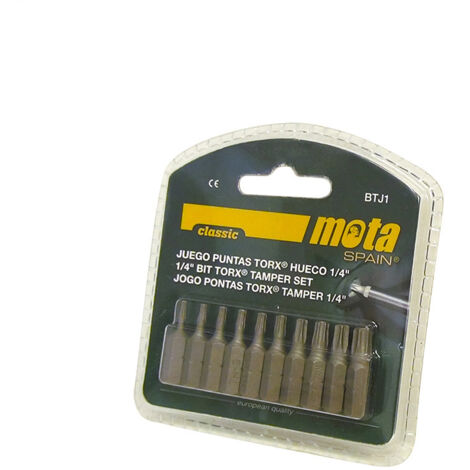 Juego puntas torx tamper x 25mm 10 unid btj1 MOTA