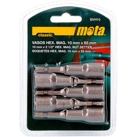 Juego puntas vaso hexagonal magnetica 10x65mm bvh10 mota