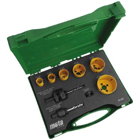 Juego Sierras Copa Bimetal 19mm 22mm 32mm 38mm 44mm 57mm Adaptador 32mm-152mm Mota