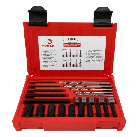 Extractores tornillos rotos Set 25 piezas Juego extractor pernos rotos  Brocas rotura Guías Tuercas