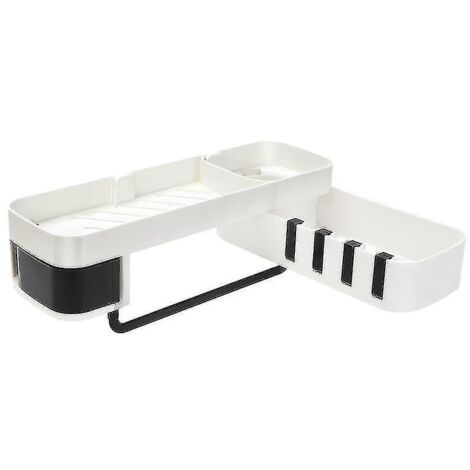 Juegos de accesorios de baño Estante de baño de plástico giratorio sin perforaciones multifuncional Estante de almacenamiento de esquina de cocina Estante de gel de ducha