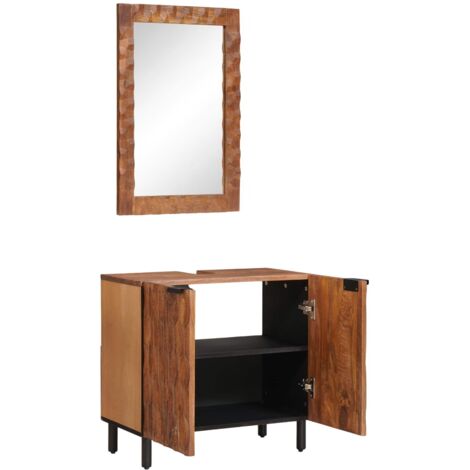 Juegos de Baño con almacenamiento 2 pcs Madera de Acacia Marrón