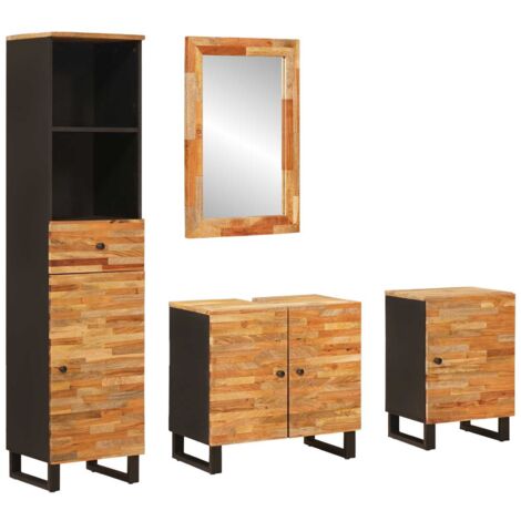 Juegos de Baño con cajón Natural Madera de mango maciza