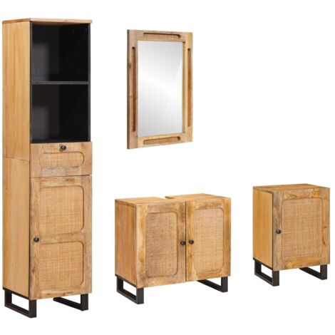 Juegos de Baño con cajón Natural Madera de mango maciza