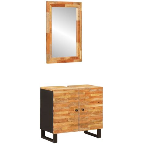 Juegos de Baño con puerta 2 pcs Natural Madera de mango maciza