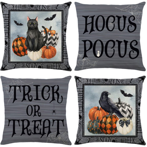 juegos de cojines para sofá con temática de Halloween, fundas de almohada con letras divertidas, decoración para el hogar, fundas para cojines de sofá (45x45 cm)