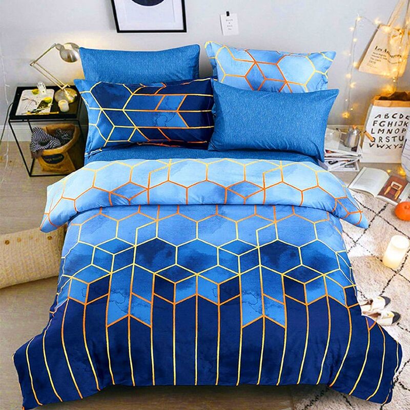 

Juegos de funda nórdica con fundas de almohada Geometric Imperimé Basics Juego de cama reversible para 2 personas con cremallera en microfibra suave